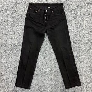Vintage Levis 501 Jeans Mens 34x34 Black Button Fly Straight Fit Denim 90s
